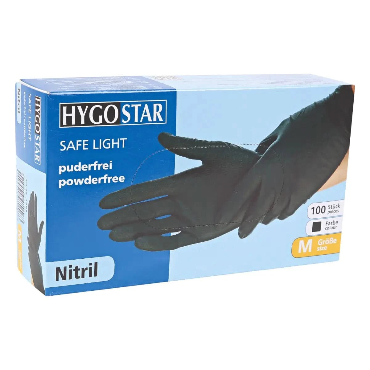 Nitrilhandschuhe Schwarz 100 Stück Hygostar Safe Light puderfrei – Clendo