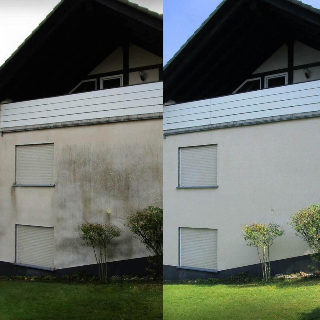 Hausfassade vorher nachher Fassadenreinigung
