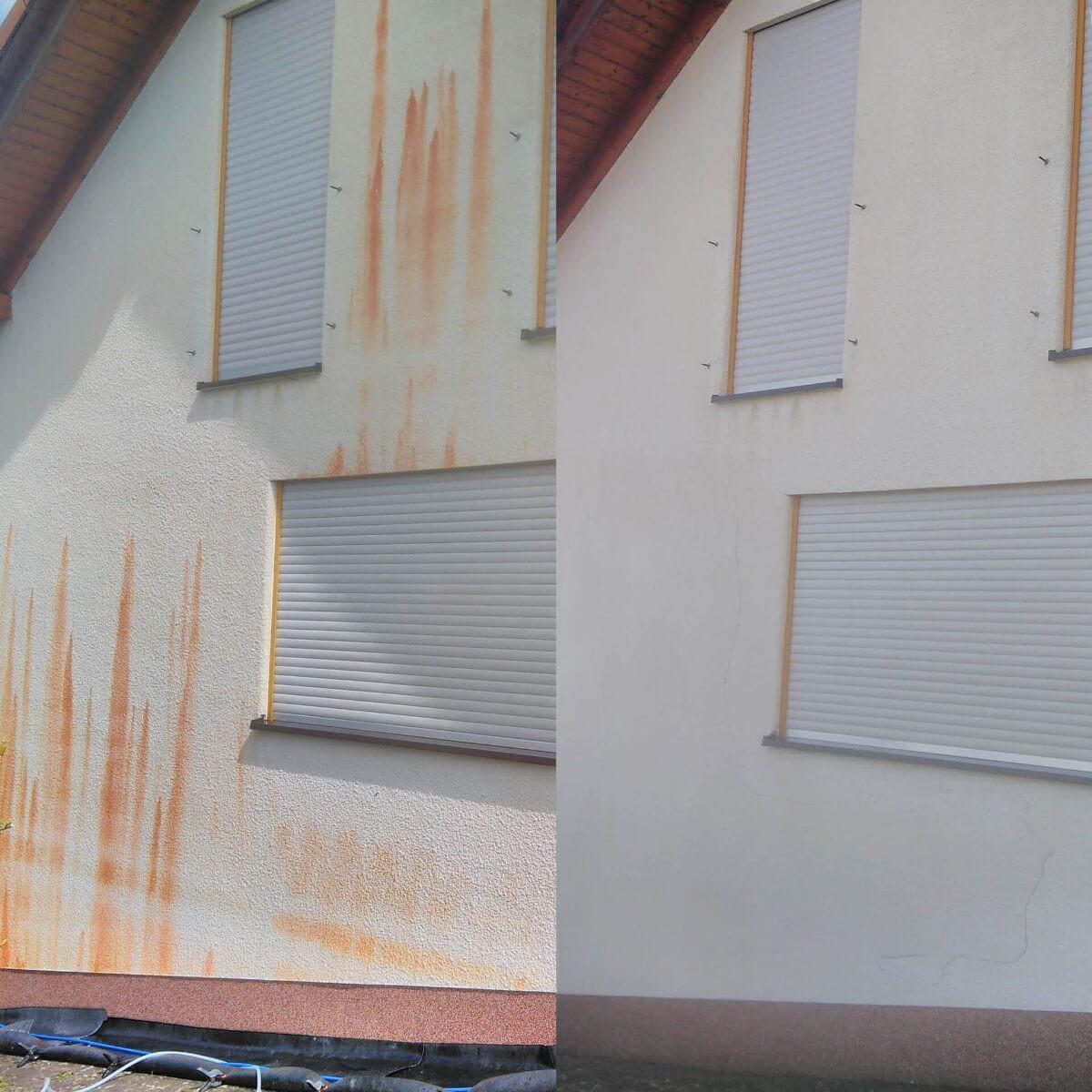Hausfassade vorher nachher Fassadenreinigung