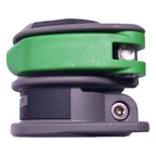 Seitliche Ansicht der UNGER nLITE Smart Lock Klammer mit grünem Hebel