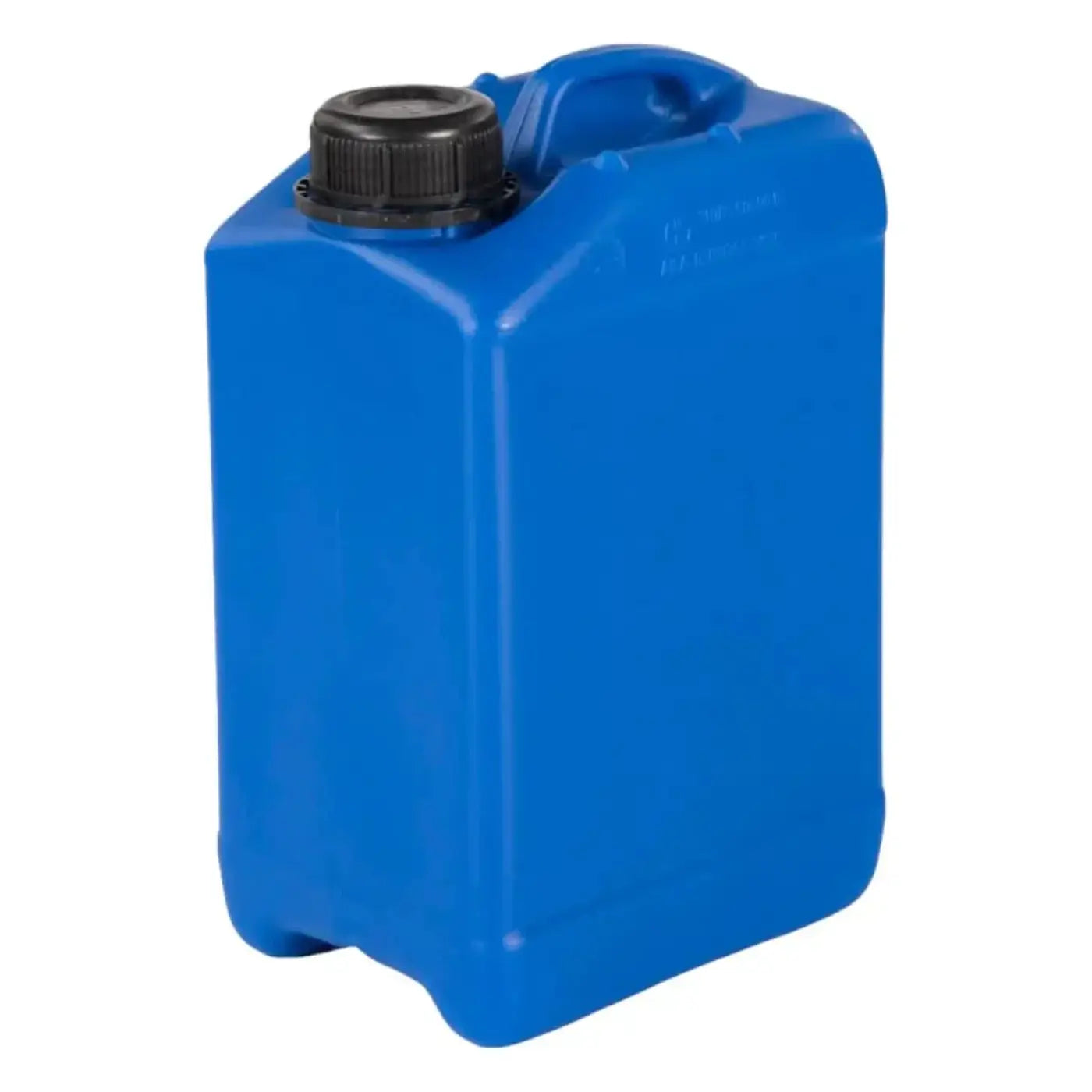 3 liter blauer kunststoff-kanister aus hdpe mit schwarzem schraubverschluss und integriertem griff