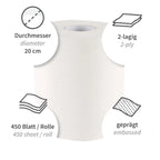 Hygoclean Papierhandtuchrollen Innenabwicklung 2-lagig perforiert Weiß