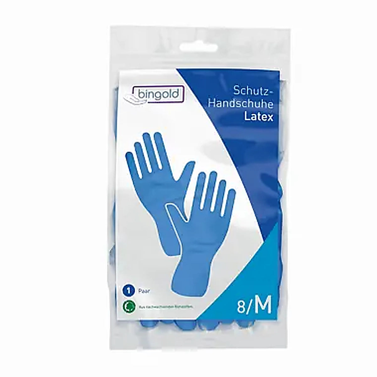 BINGOLD Latex Schutzhandschuhe Blau 1 Paar