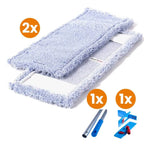 Mikrofaser Bodenwischset bestehend aus zwei Ersatzpads, einem Teleskopstiel und einer Wischplatte