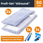 Profi-Set „Allround” 50 cm mit zwei Wischbezügen, einem Stiel und einem Klapphalter, ideal für alle Bodenarten