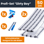 Profi-Reinigungsset 'Dirty Boy' mit Mop-Halter, Teleskopstange und zwei Wischbezügen 50 cm, geeignet für alle Böden.
