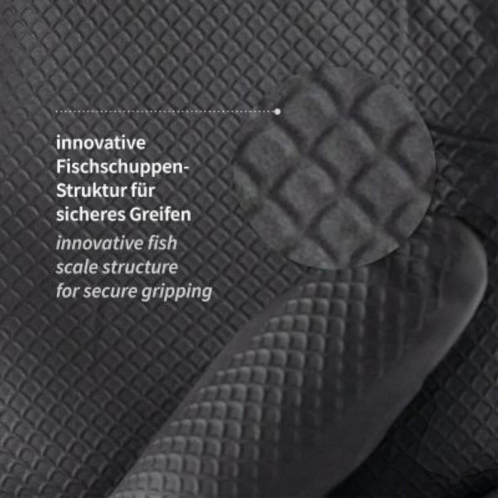 Hygostar Power Grip Long Nitril-Handschuhe Schwarz | 50 Stück