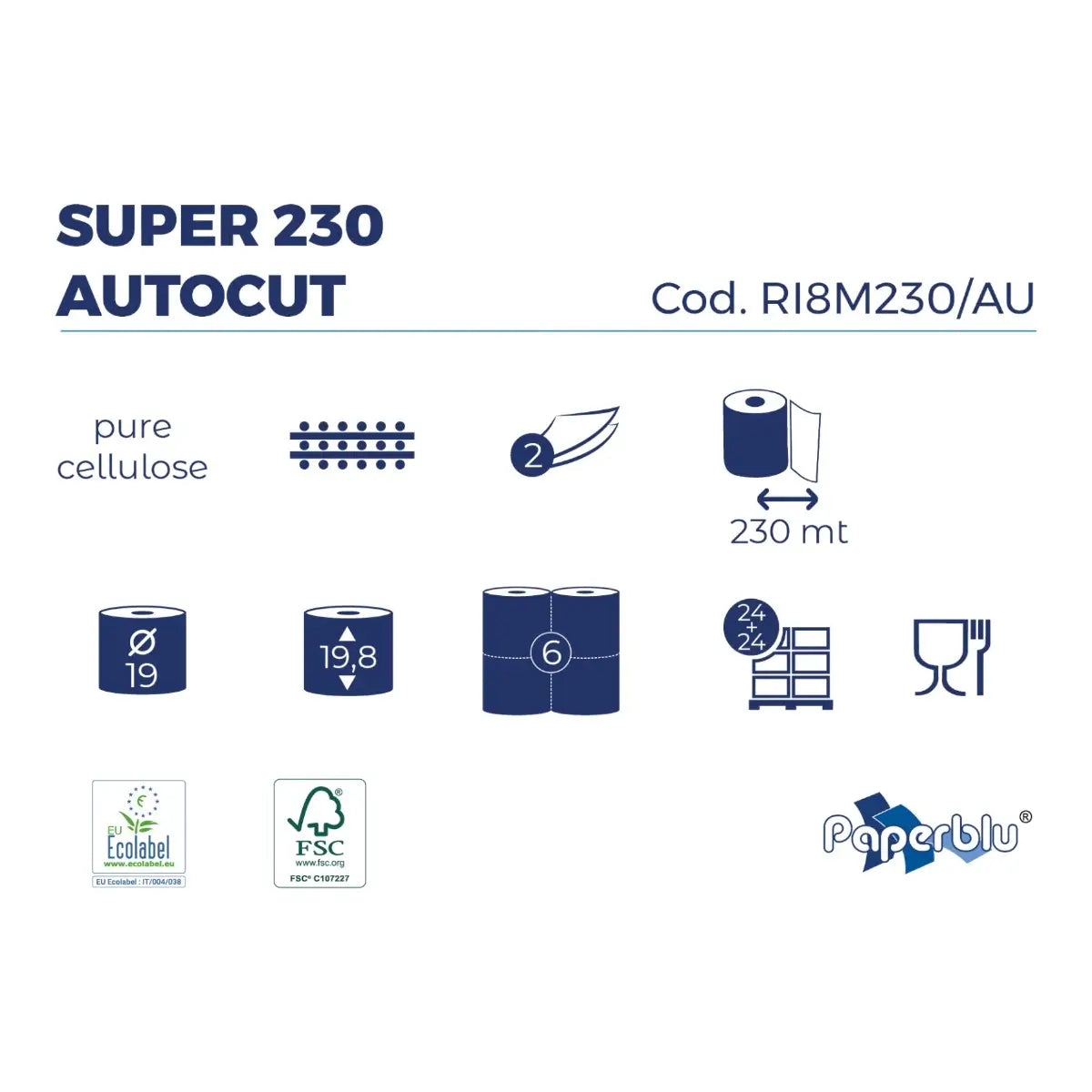 PAPERDI Handtuchrolle Autocut 2-lagig 230 Meter