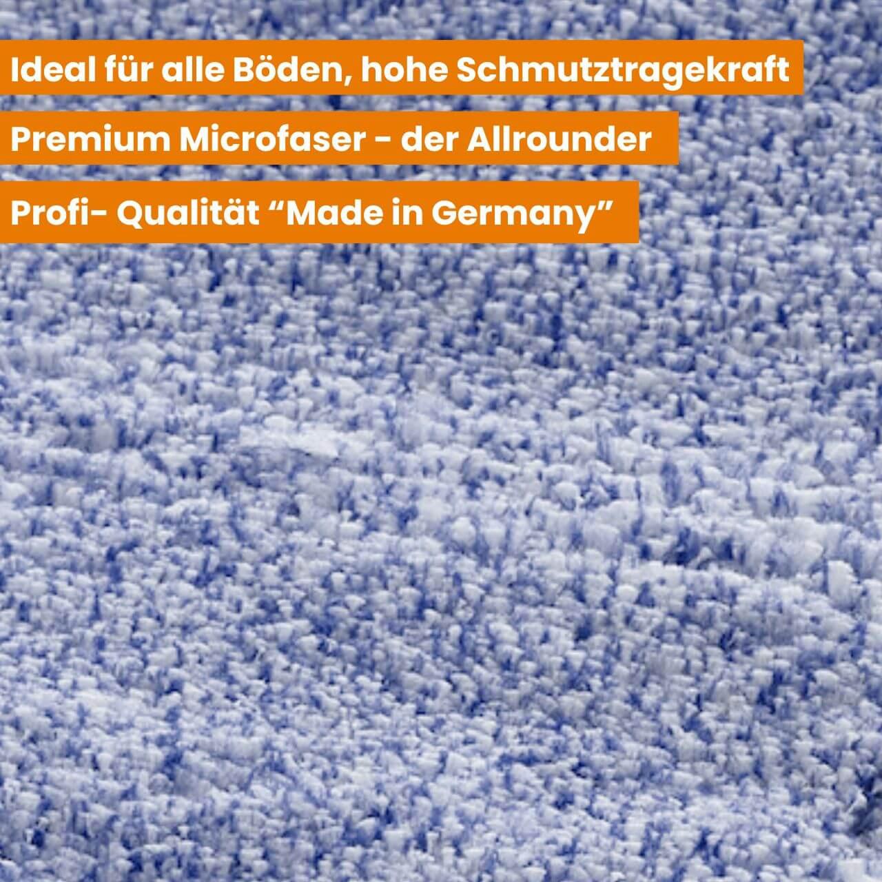 Nahaufnahme eines Premium-Mikrofaserstoffs, ideal für die Reinigung verschiedener Oberflächen, Made in Germany