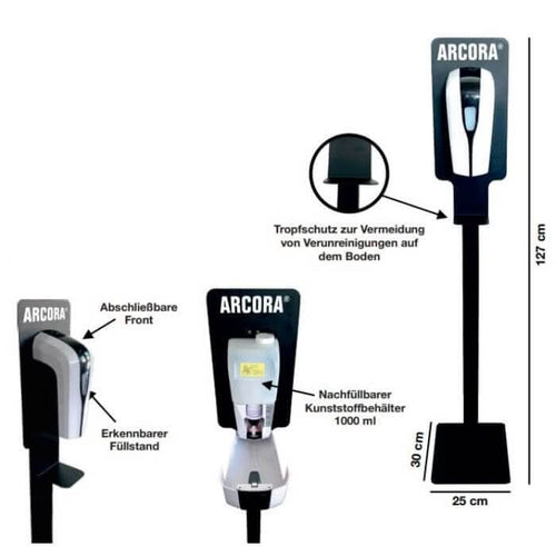 ARCORA Mobile Desinfektionssäule mit Sensorspender.