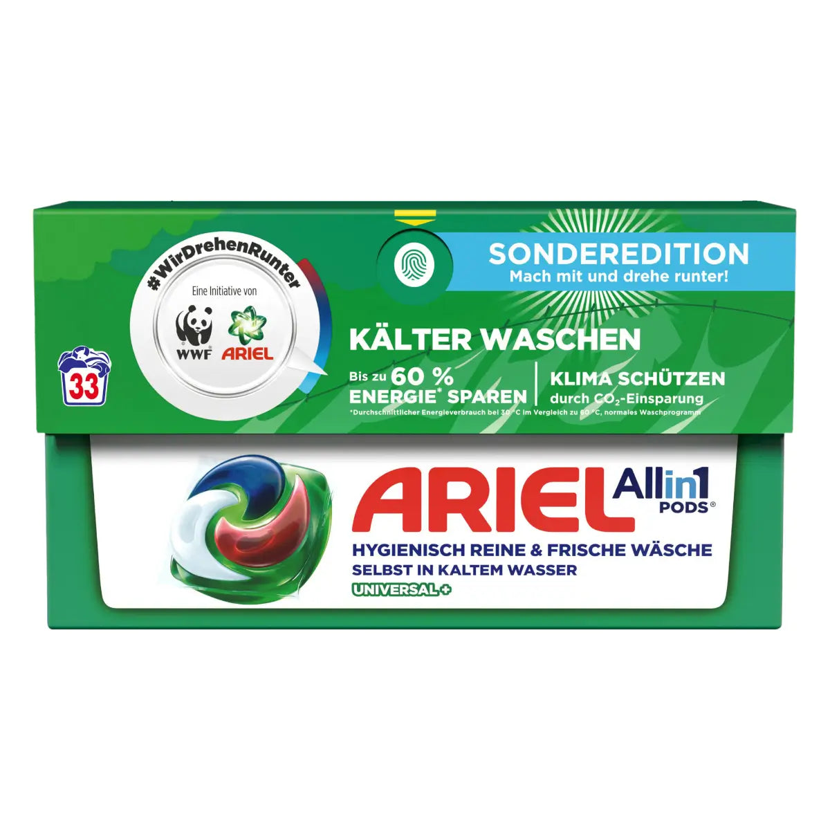 Grüner Karton Waschmittel Pods Ariel