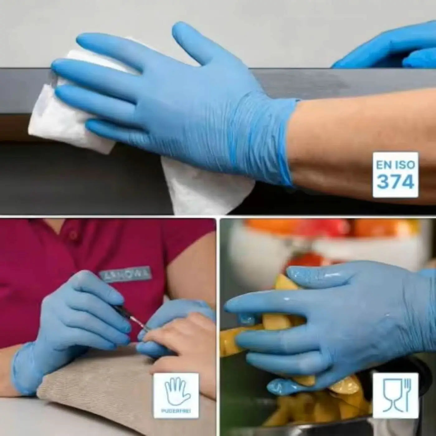 Blaues latexhandschuhpaar aus arnomed nitril puderfrei 200 stück für professionellen einsatz