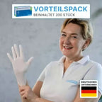 Weißes latex medizinhandschuh ARNOMED nitril-handschuhe puderfrei 200 stück, rückseite gezeigt