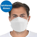 Weiße ffp2 atemschutzmaske mit atmungsaktivem 3d-design aus pp material 20 stück packung