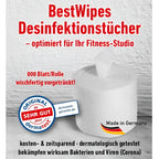 Weiße rolle bestwipes desinfektionstücher 400 blatt für fitnessstudios zur hygienischen reinigung