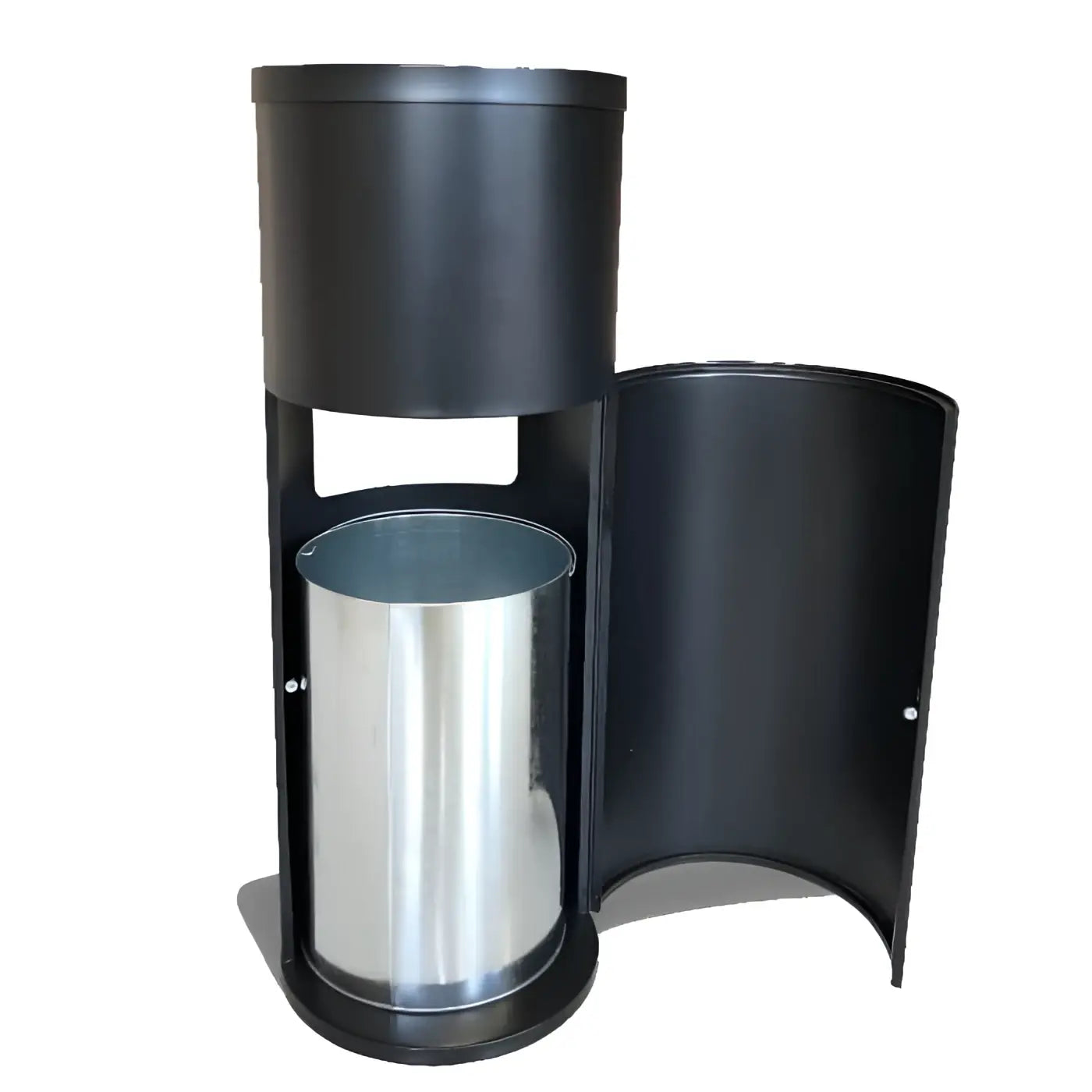 Schwarzer und edelstahl outdoor mülleimer mit seitlicher klappe in der best wipes edelstahl entnahmebox roundup