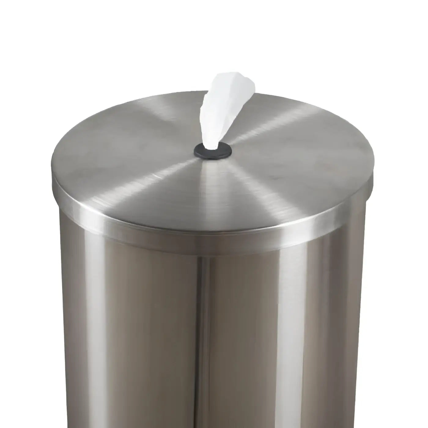 Eleganter rundlicher edelstahl tissue spender mit gebürstetem finish und weißem papiertuch im besten wipes edelstahl entnahmebox round up