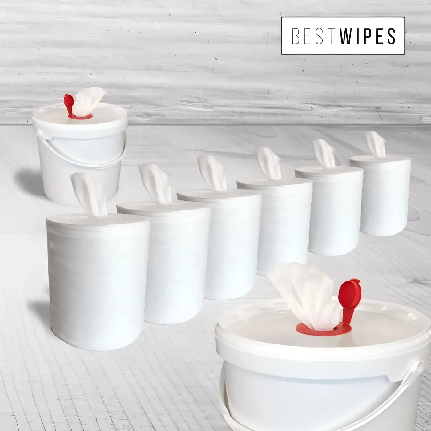 Weiße plastik wipes entsnahmebox mit rotem klappdeckel und griff für 400+750er feuchttücher