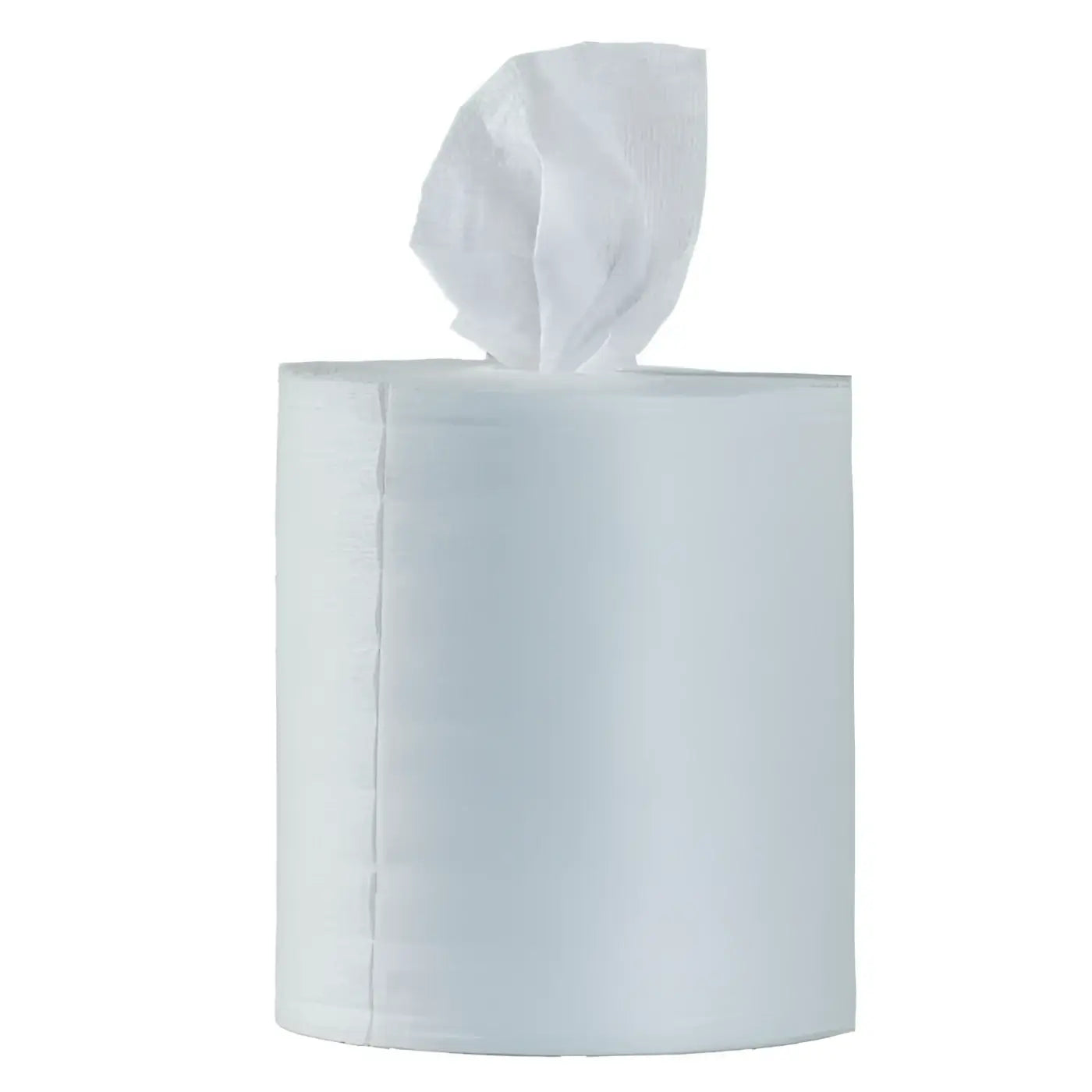 Weißes papierhandtuchrolle mit einem teilweise herausgezogenen blatt im besten wipes kennenlernen angebot