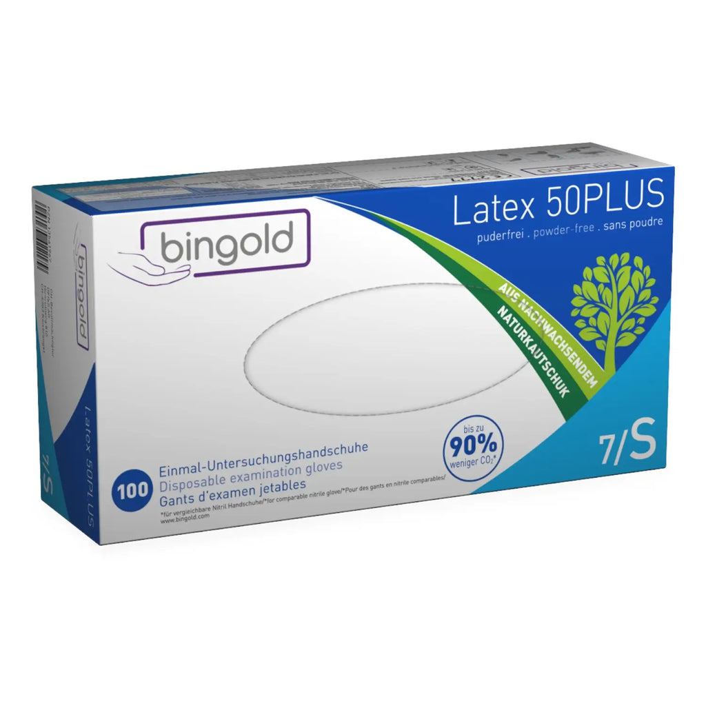 BINGOLD Latex 50PLUS Einmalhandschuhe Weiß