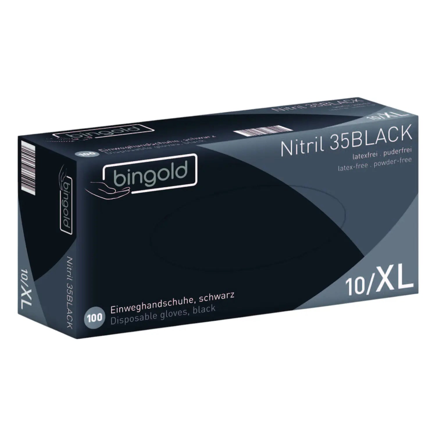 BINGOLD Nitril 35BLACK Einweghandschuhe Schwarz puderfrei 100 Stück