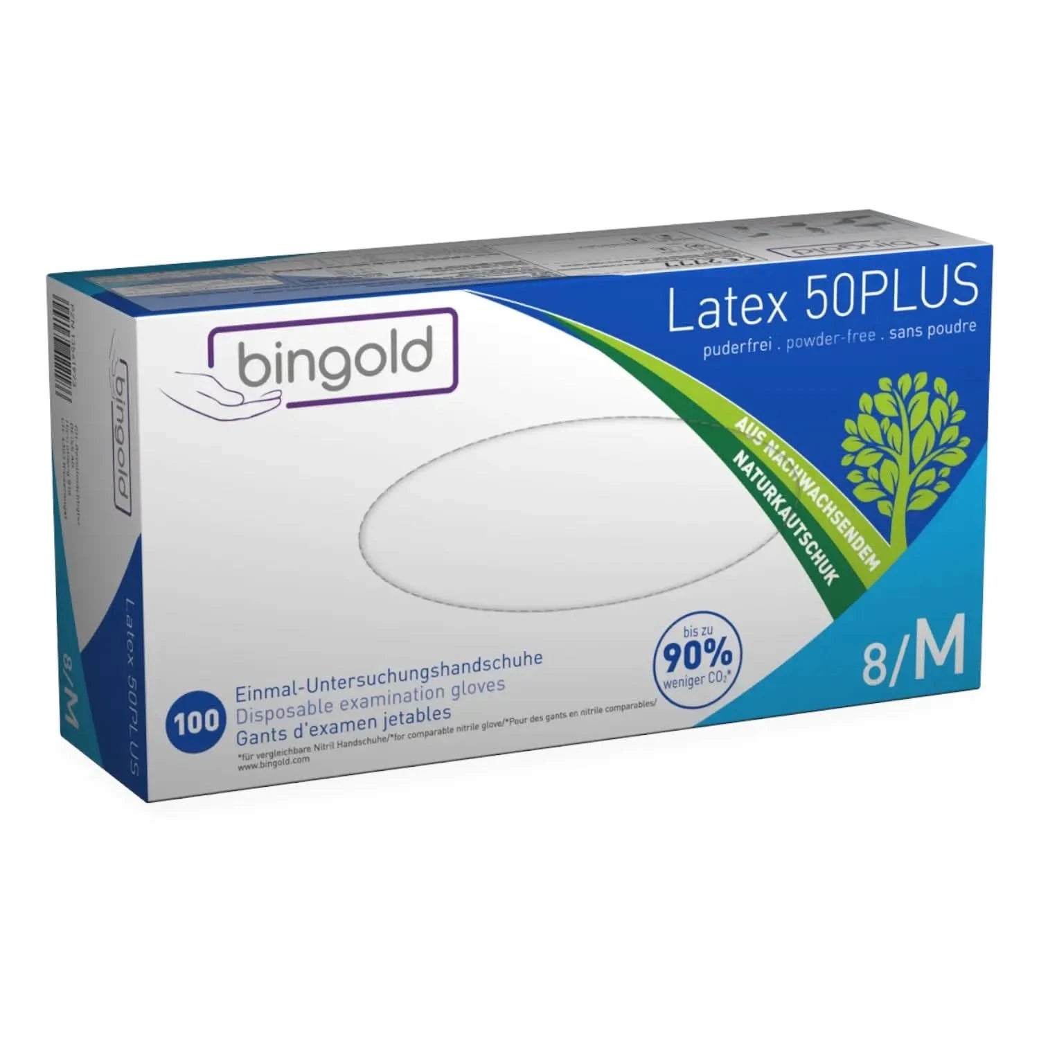 BINGOLD Latex 50PLUS Einmalhandschuhe Weiß.