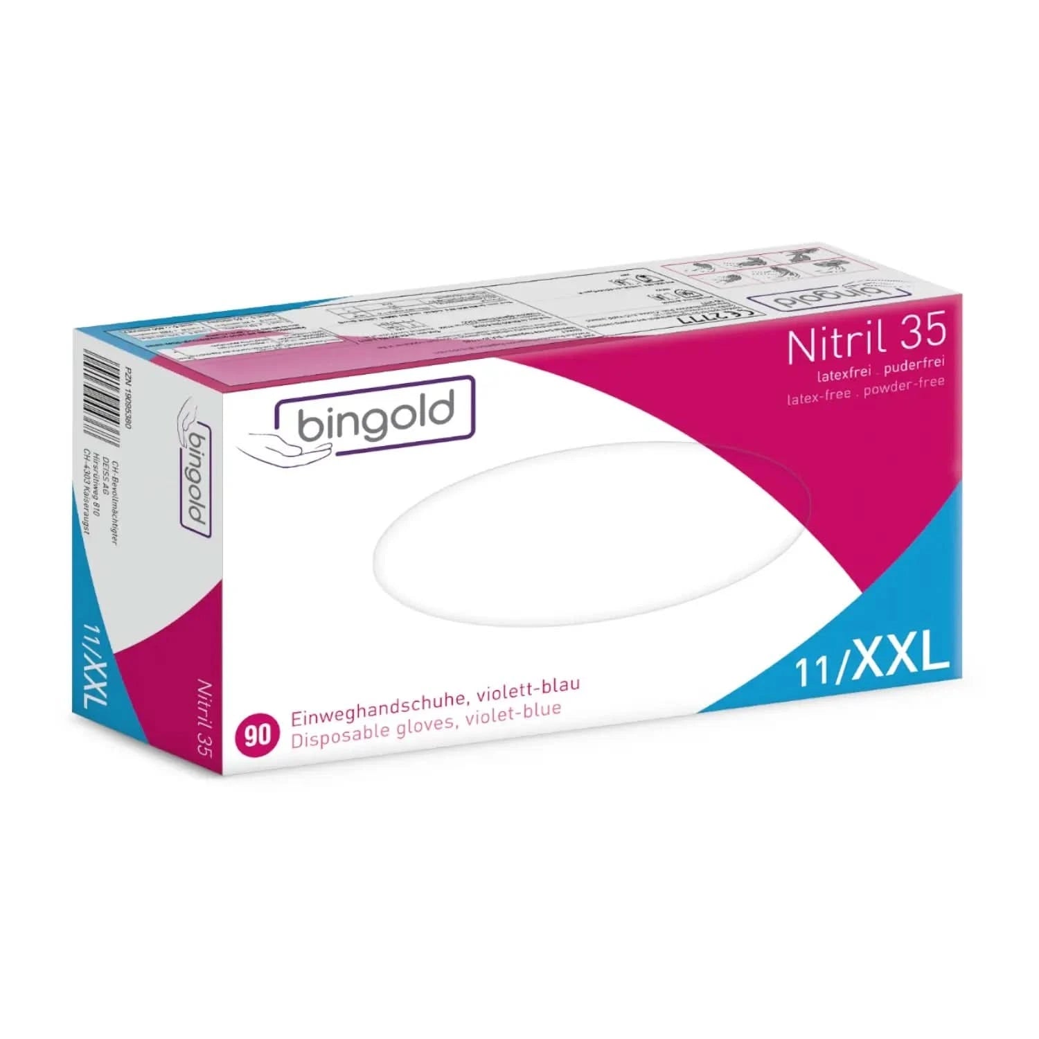 BINGOLD Nitril 35 Einweghandschuhe Violettblau puderfrei 100 Stück.