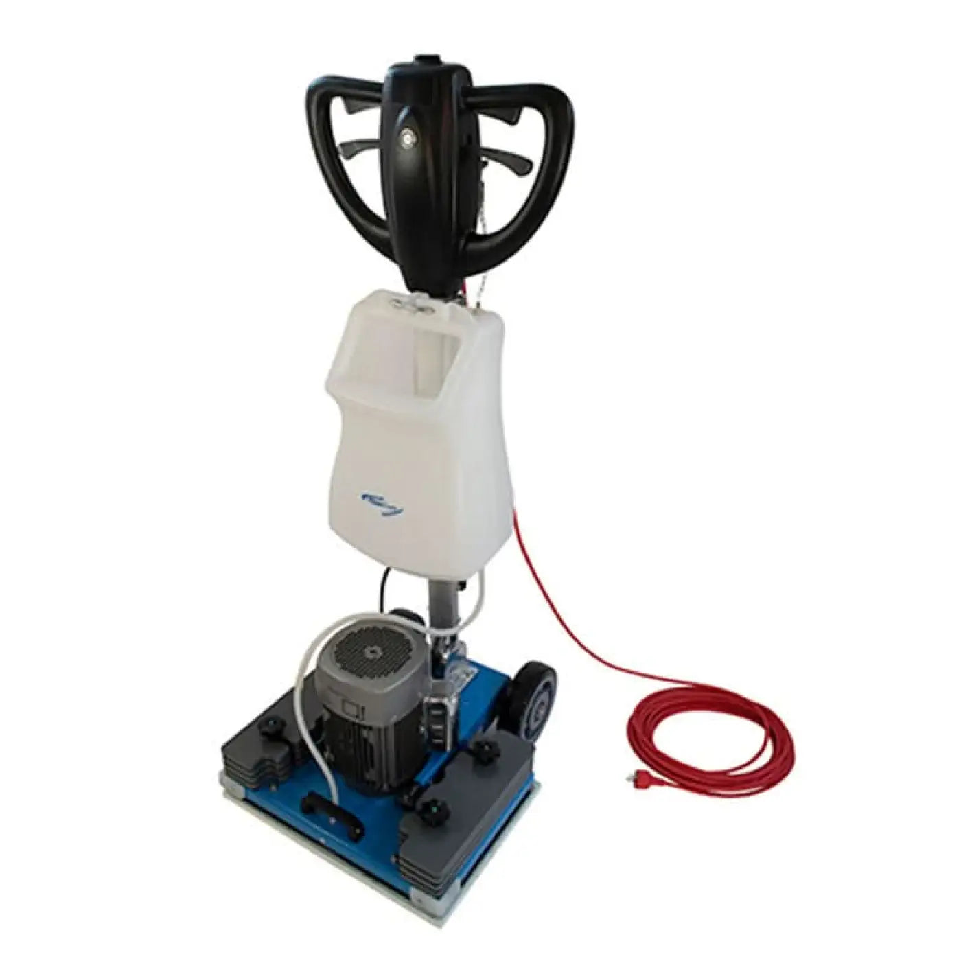 Schwarz-weiße elektrische bodenpoliermaschine mit blauem grundgerät und griff im cleantrack ct q premium exzentermaschine set