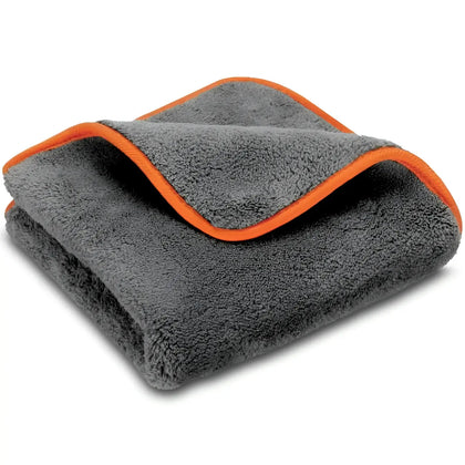Clendo auto-poliertuch premium graues mikrofasertuch mit leuchtend orangefarbenem rand für autopflege