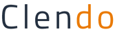 Logo mit dem Schriftzug Clendo in schwarz und orange als stilisiertes Design ohne weitere Elemente oder Hintergründe