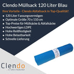 Müllsäcke Premium Clendo LDPE 120 Liter Blau.