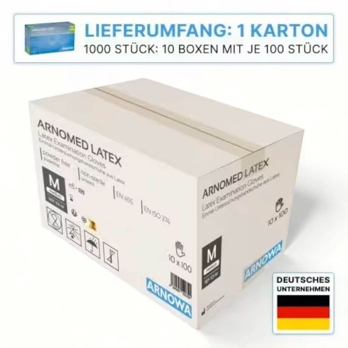 ARNOMED Latex-Handschuhe puderfrei 100 Stück.