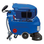 Blauer columbus ra 66 bm 60 scheuersaugmaschine mit roten akzenten und schwarzen rädern für industrieflächen