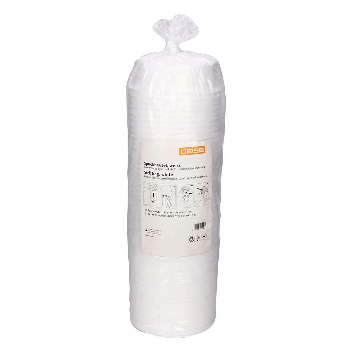 DEISS Spuckbeutel mit Mundstück LDPE 50 Stück Weiß 06008.