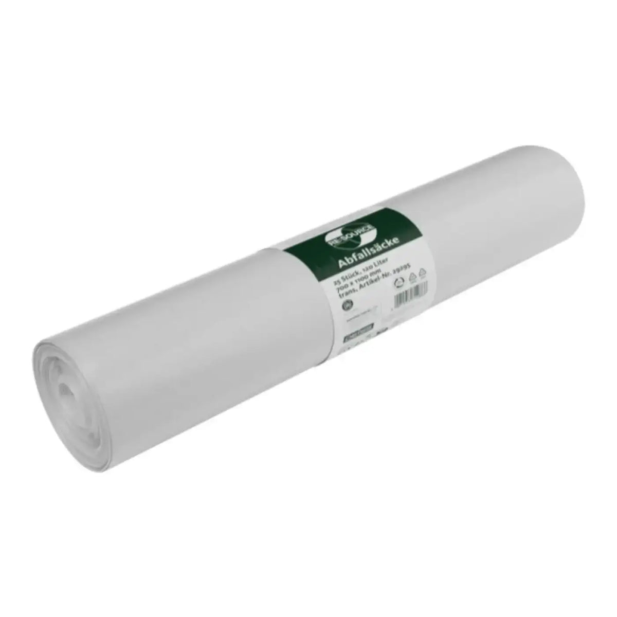 DEISS RE:SOURCE Müllsäcke 120 Liter Transparent – Produktabbildung; Lieferumfang: 400 Rollen