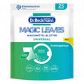 Dr beckmann magic leaves waschmittel blätter universal 25 wl frontseite in weiß mit grünem blattdesign