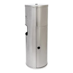 Dreumex spendersäule edelstahl mit zylinderförmigem abfallbehälter und schwarzem akzent auf deckel und seitlicher öffnung