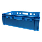 Blauer eurobox stapelbox 60x40x20 cm aus hdpe mit integrierten griffen und lüftungsschlitzen