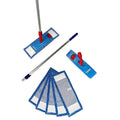 Blue microfiber mop head with red plastic clips and silver handle from floorstar bodenwischer set pix 7-teilig 50cm ws50