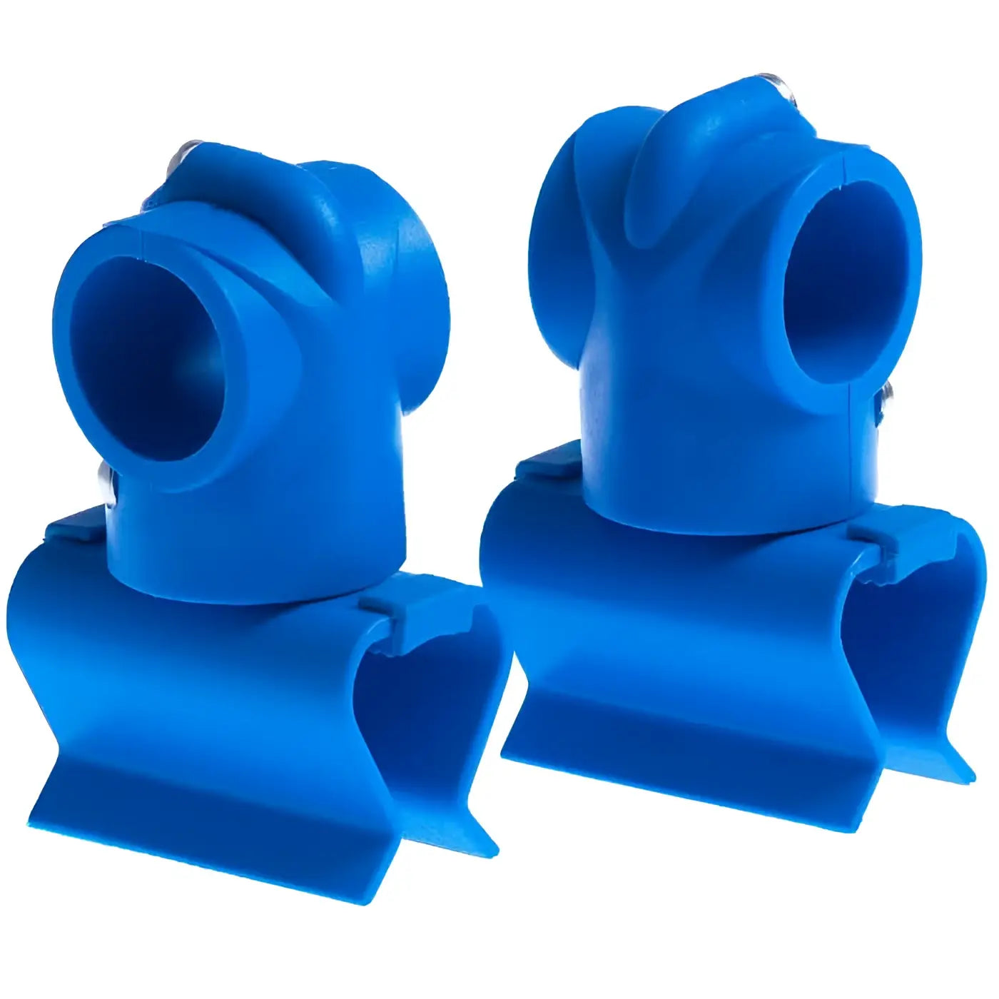 Floorstar mopp und besenhalter mit hellblauen plastikrohrkupplungen und ergonomischem design für chromserie solid