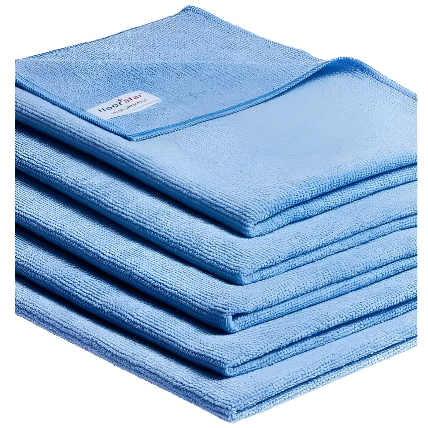 Stack aus hellblauen mikrofaser-bodentuechern von floorstar 50x70 cm fuer optimale bodenreinigung