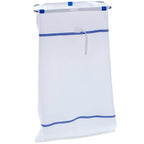 Weißes mesh wäschesack mit blauer umrandung und metallrahmen floorstar 70l 4 farb-system