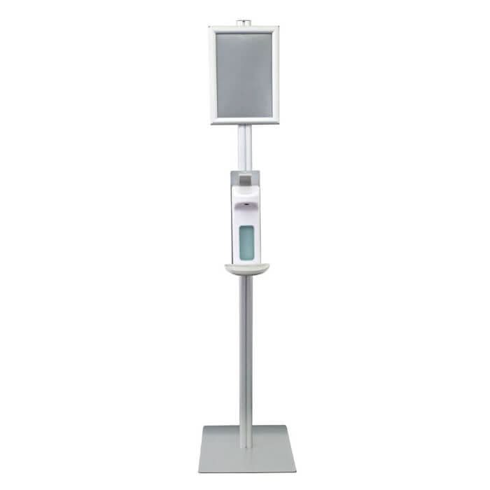 HygoClean Desinfektionssäule Aluminium mit Armhebelspender.