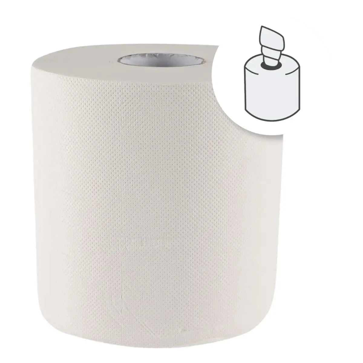 Hygoclean Papierhandtuchrollen Innenabwicklung 2-lagig perforiert Weiß 6 Rollen.