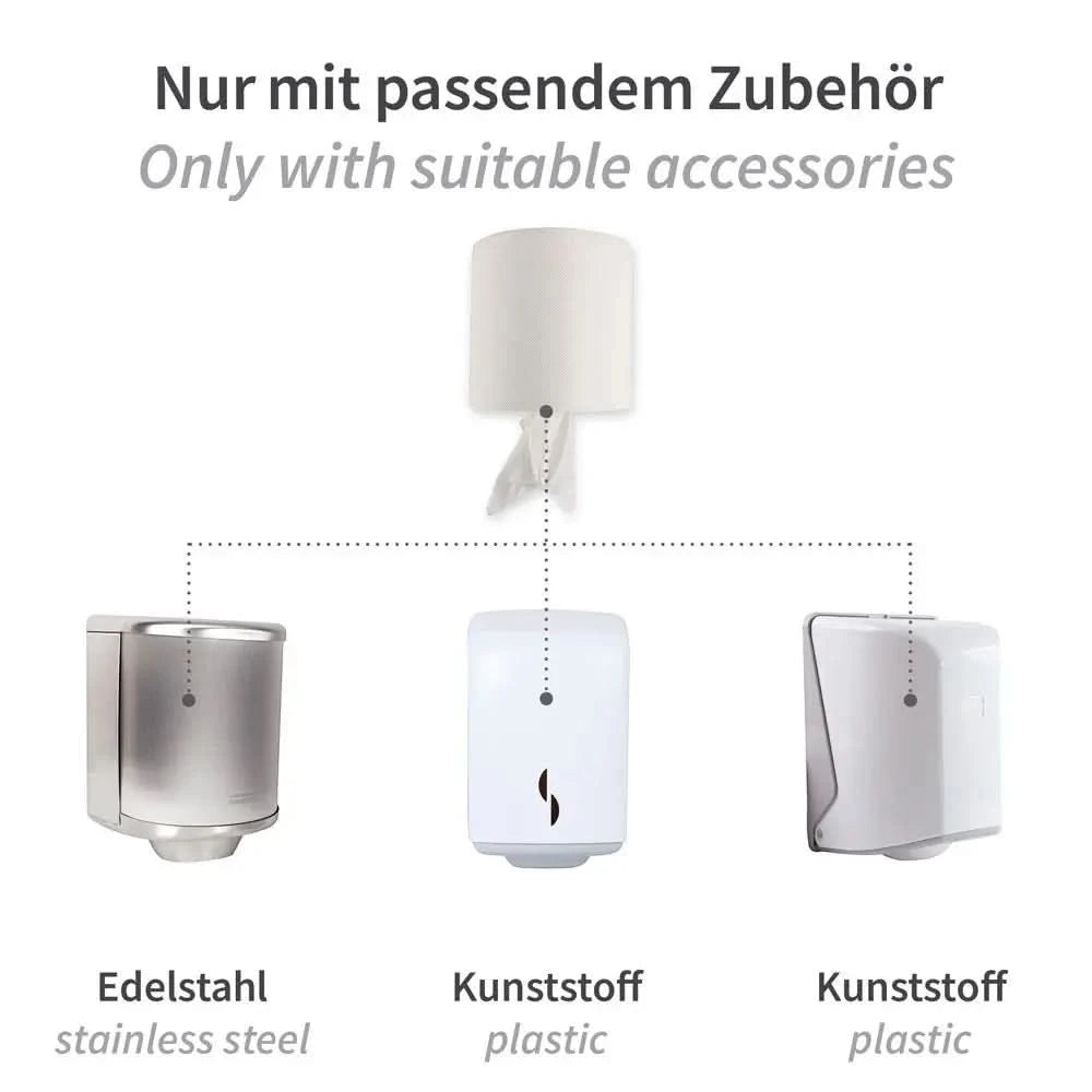 Hygoclean Papierhandtuchrollen Innenabwicklung 2-lagig perforiert Weiß 6 Rollen.