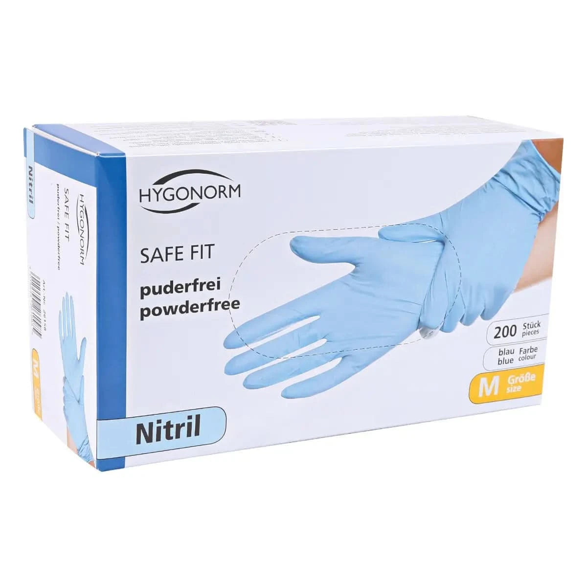 Hygonorm "Safe Fit" Nitril-Handschuhe Blau 200 Stück.