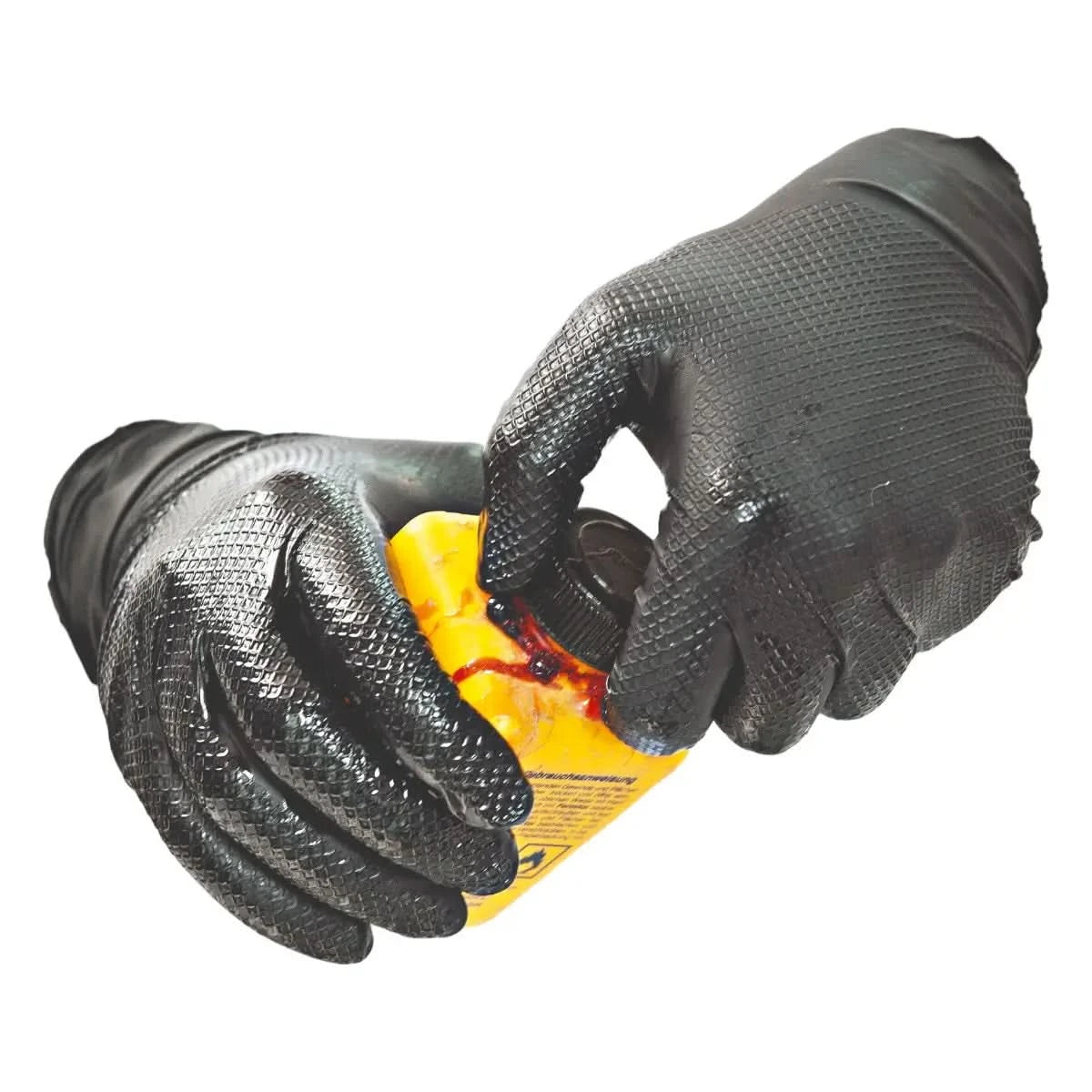 Hygostar Power Grip Long Nitril-Handschuhe Schwarz 50 Stück.