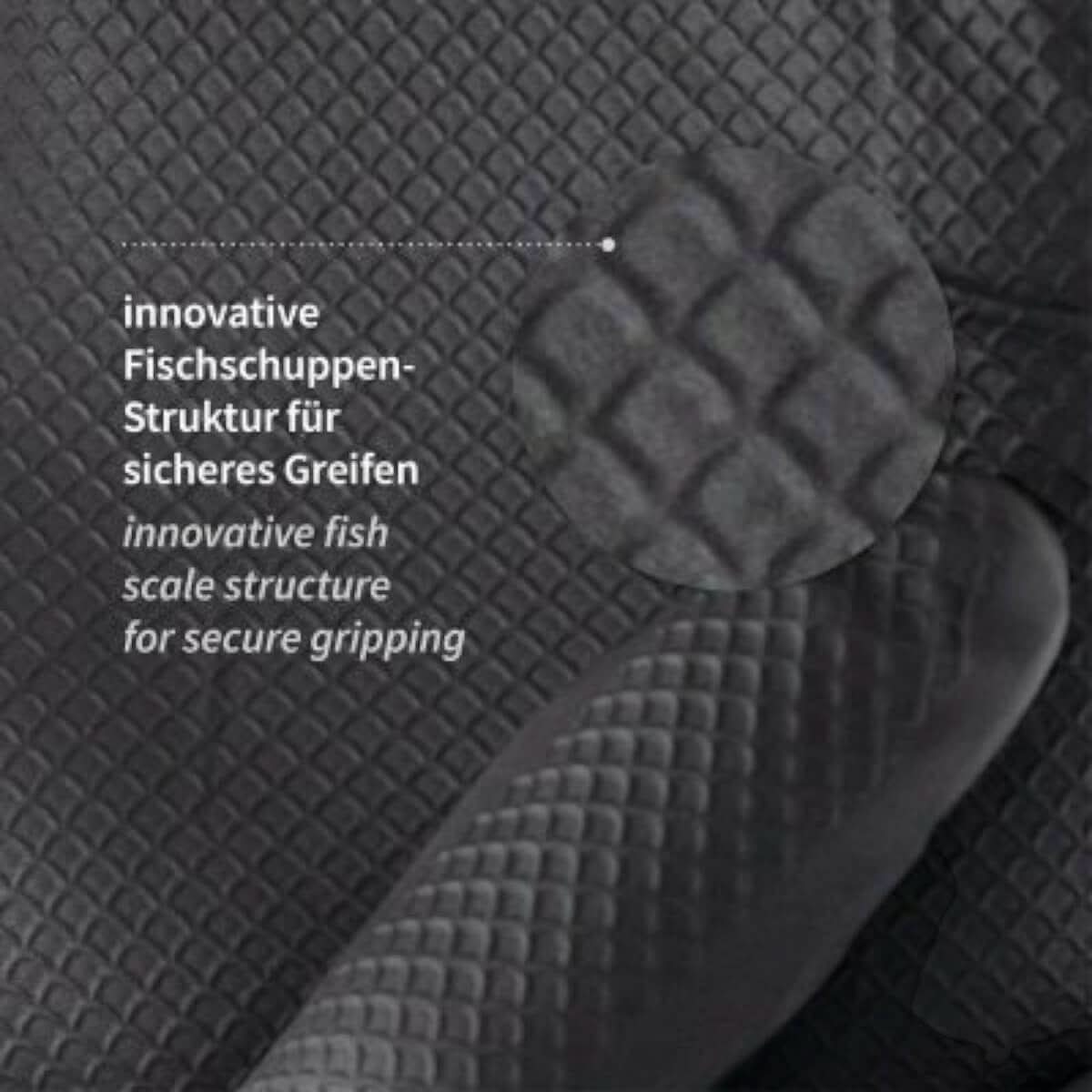 Hygostar Power Grip Long Nitril-Handschuhe Schwarz 50 Stück.