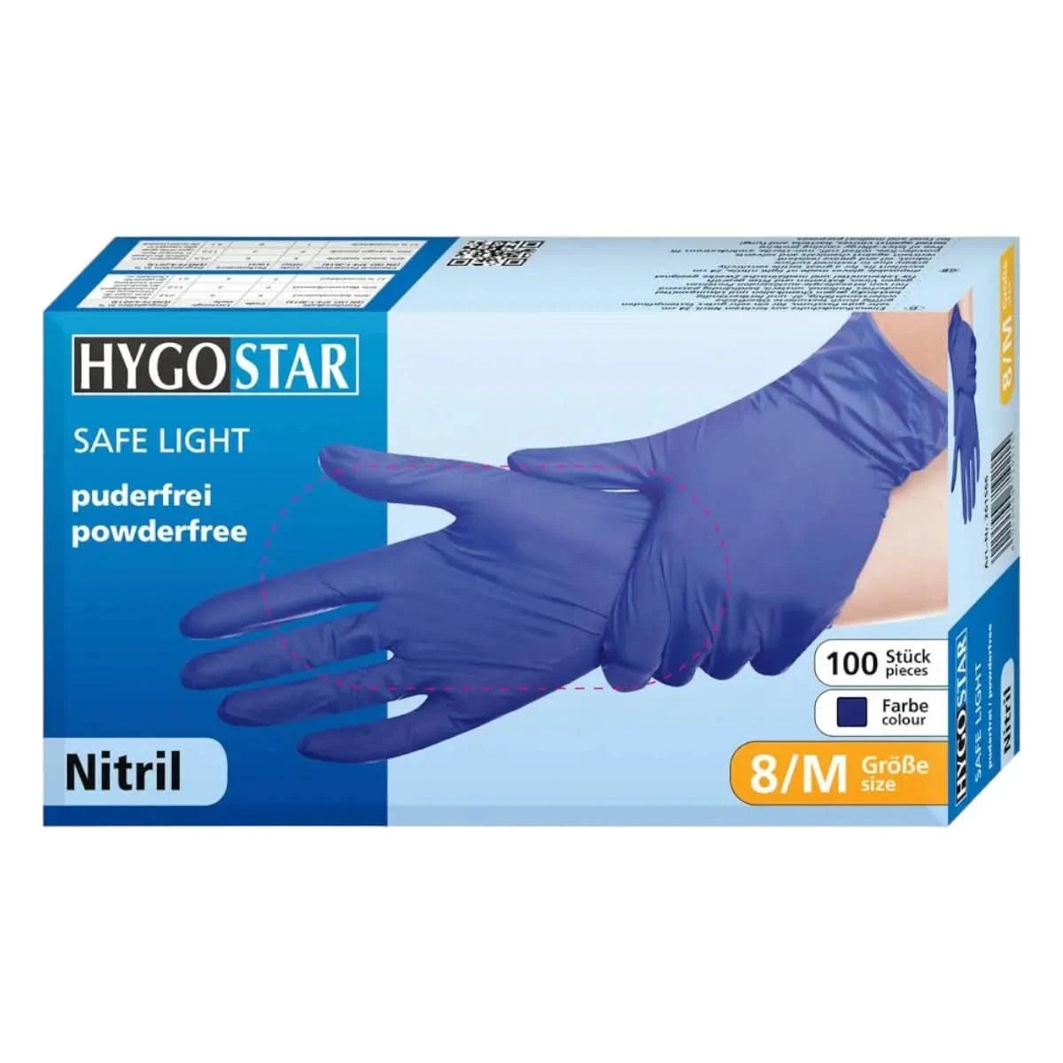 Hygostar "Safe Light" Nitril-Handschuhe Dunkelblau 100 Stück.