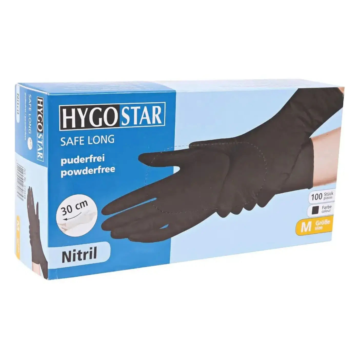 mensch handschuhe Nitrilhandschuhe Schwarz 30cm Safe Long 100 Stück puderfrei Franz Mensch